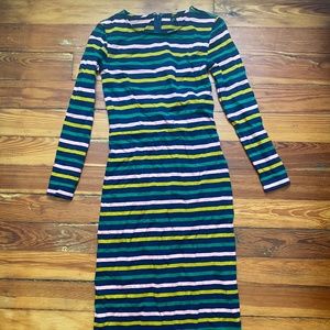 J. Crew Multicolor Striped Long Sleeve Dress